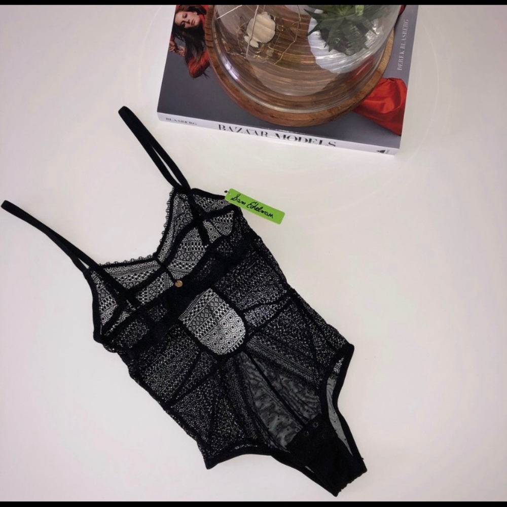 Small Black Lace Mesh Bodysuit